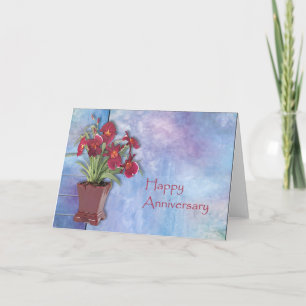 Orchids and Watercolor Anniversary Card