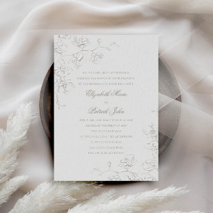 Orchids Bliss Ivory Formal Traditional Wedding Invitation