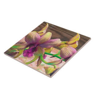 Orchids Blooming Ceramic Tile
