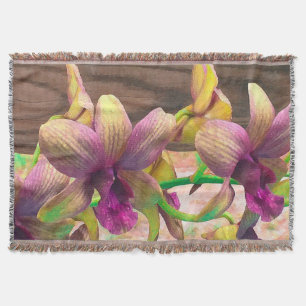 Orchids Blooming Throw Blanket