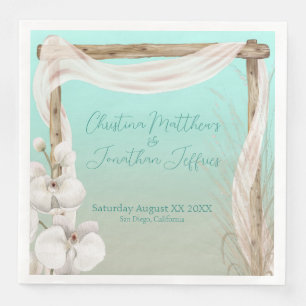 Orchids & Boho Arch on the Beach Wedding Napkin