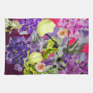 Orchids bouquet with tennis balls tea towel