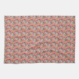 Orchids Butterflies Pink Botanical Tea Towel