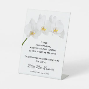 Orchids Celebration of Life Guest Book Pedestal Sign