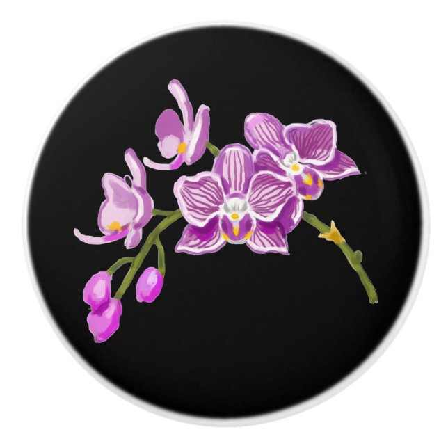 Orchids Ceramic Knob (Front)