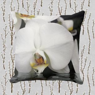 Orchids Emerging from Water Square Cushion