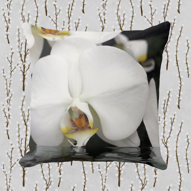 Orchids Emerging from Water Square Cushion (Creator Uploaded)