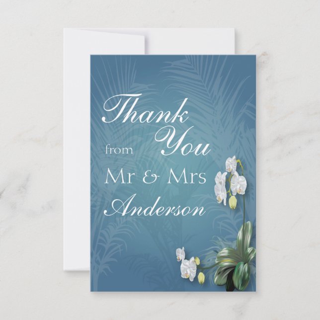 Orchids & Ferns Wedding Thank You Card (Front)