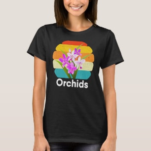 Orchids Flowers 70s Retro Vintage Sunset Gardening T-Shirt