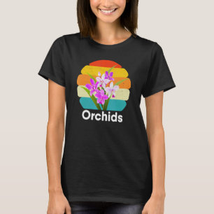 Orchids Flowers 70s Retro Vintage Sunset Gardening T-Shirt