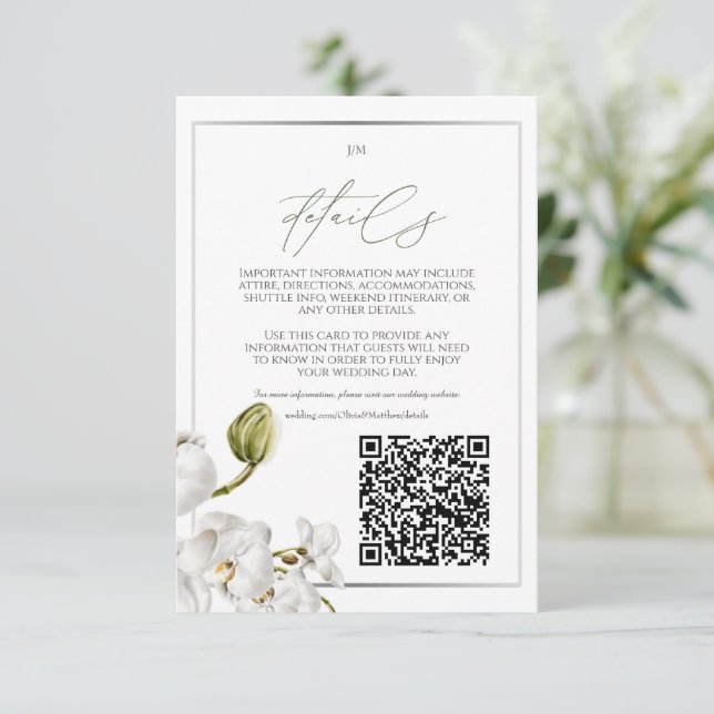 Orchids Frame Elegant Tropical Wedding Enclosure Card (Standing Front)