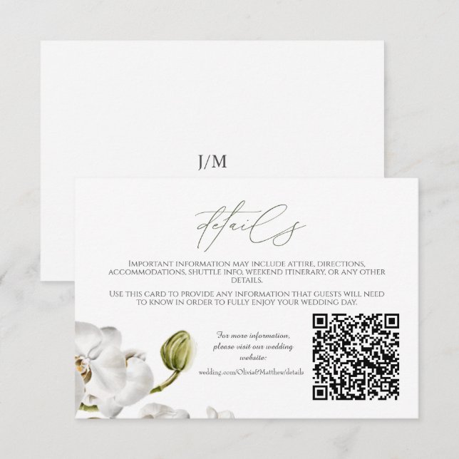 Orchids Frame Elegant Tropical Wedding QR code Enclosure Card (Front/Back)
