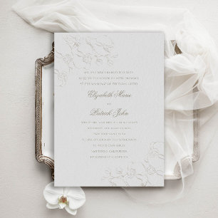 Orchids Ivory Formal Traditional Parents Wedding Invitation