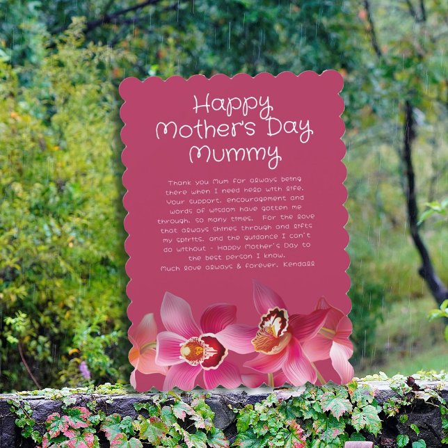 Orchids Mothers Day Thank You Pink Message Card (Creator Uploaded)