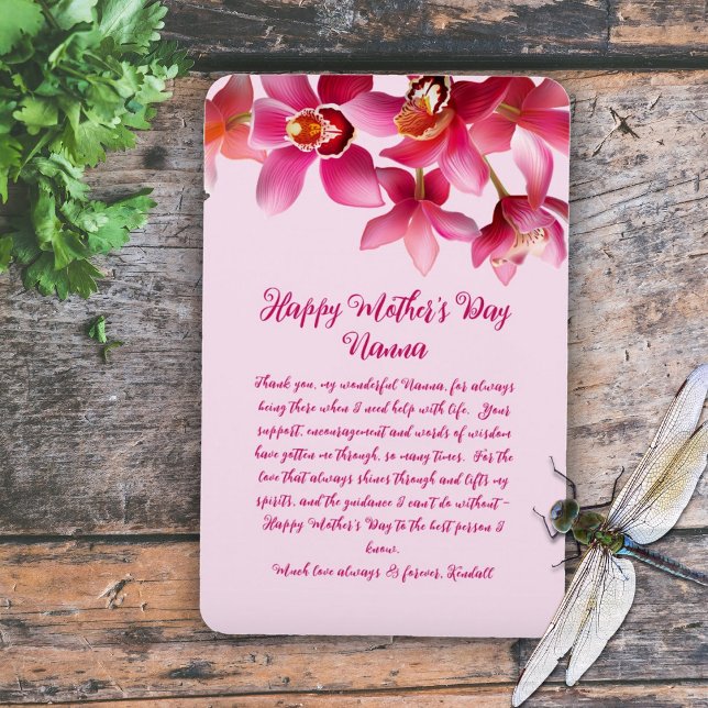 Orchids Mothers Day Thank You Pink Message Magnet (Creator Uploaded)