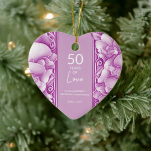 Orchids Ornate Wedding Anniversary Photo Ornament