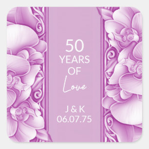 Orchids Ornate Wedding Anniversary Square Sticker