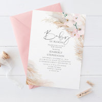 Orchids Pampas Grass Baby in Bloom Baby Shower Inv