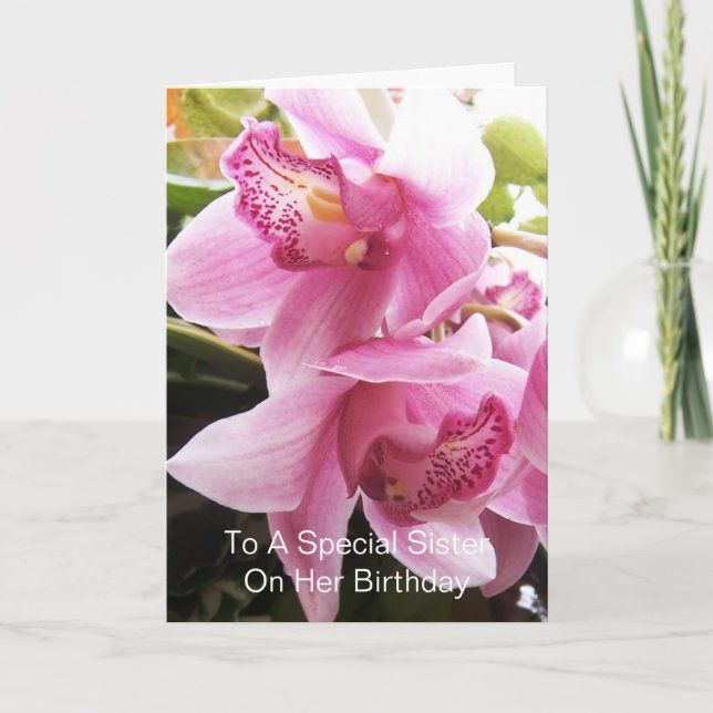 Orchids Personalised Sister Birthday Card (Front)