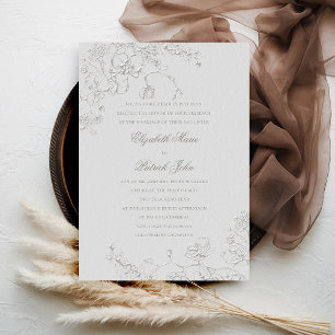 Orchids Reverie Ivory Formal Traditional Wedding Invitation