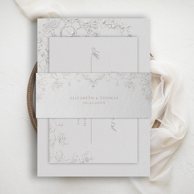 Orchids Reverie Ivory Formal Traditional Wedding Invitation Belly Band (orchid wedding invitation belly band art sketch romantic modern classic formal elegant ivory)