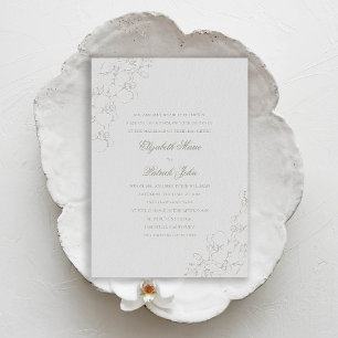 Orchids Silky Ivory 2 Formal Traditional Wedding Invitation