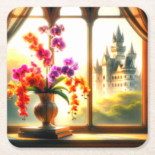 Orchids Square Paper Coaster