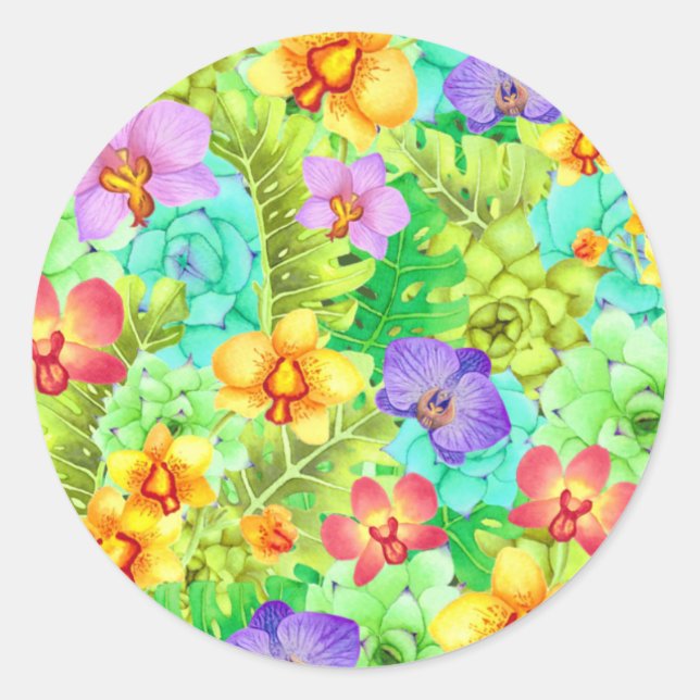 Orchids Succulents Monsteras Classic Sticker (Front)