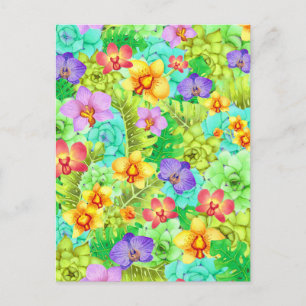 Orchids Succulents Monsteras Watercolor Postcard