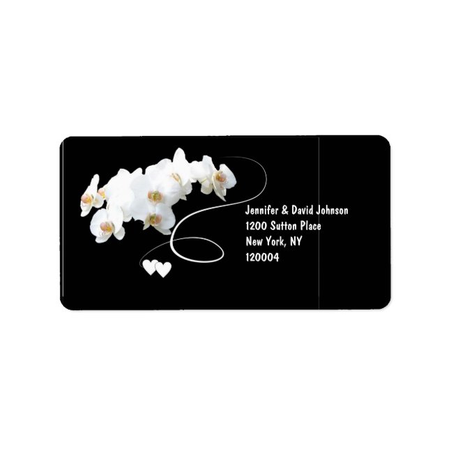 Orchids & Swirls Wedding Address Label (Front)