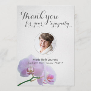 Orchids Sympathy Thank You Card with Photo