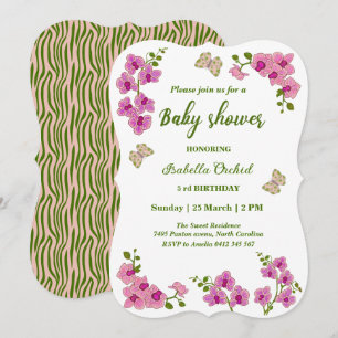 Orchids Tropical Butterfly Baby Shower Invitation