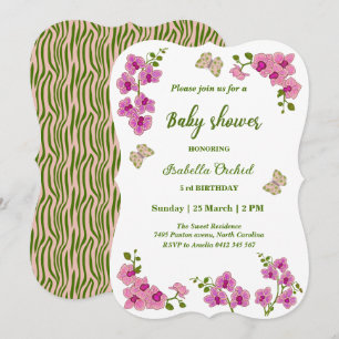 Orchids Tropical Butterfly Baby Shower  Invitation