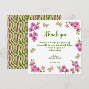 Orchids Tropical Butterfly Baby Shower Thank You Card