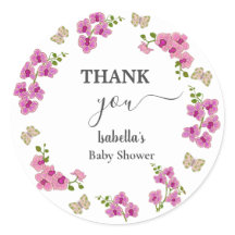 Orchids Tropical Butterfly Purple Pin Baby Shower 