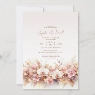 Orchids Watercolor Wedding Invitation