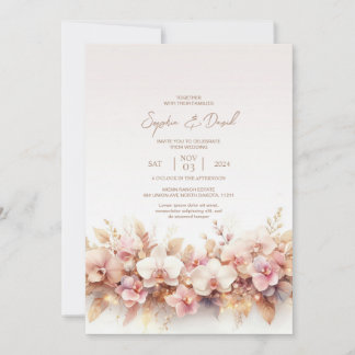 Orchids Watercolor Wedding Invitation