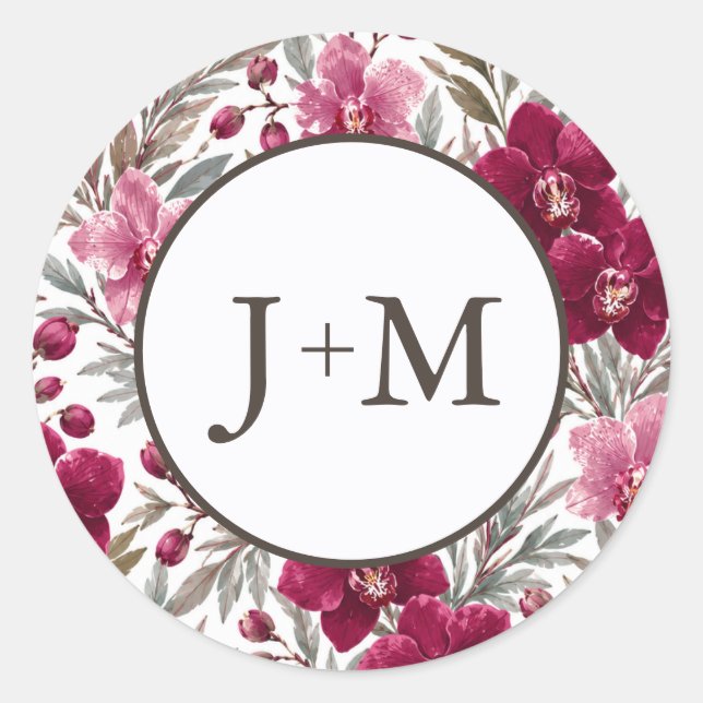 Orchids Wedding Classic Round Sticker (Front)