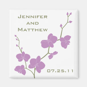 Orchids Wedding Magnet - Vintage Olive and Violet