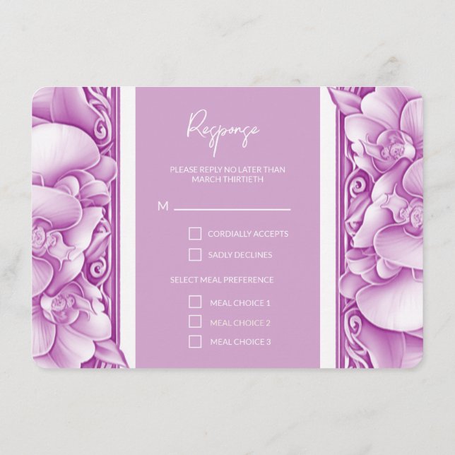 Orchids Wedding Ornate Photo QR Enclosure Cards (Back)