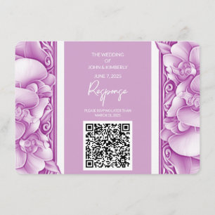 Orchids Wedding Ornate Photo QR Enclosure Cards