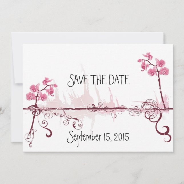 Orchids Wedding Save the Date Card (Front)