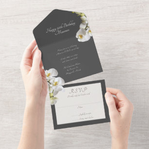 Orchids Woman's Birthday Party All In One Invitation