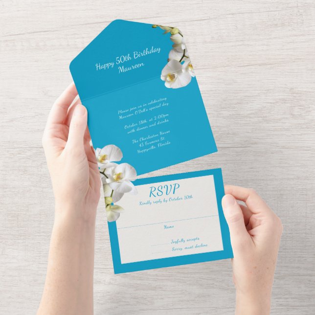 Orchids Woman's Birthday Party  All In One Invitation (Tearaway)