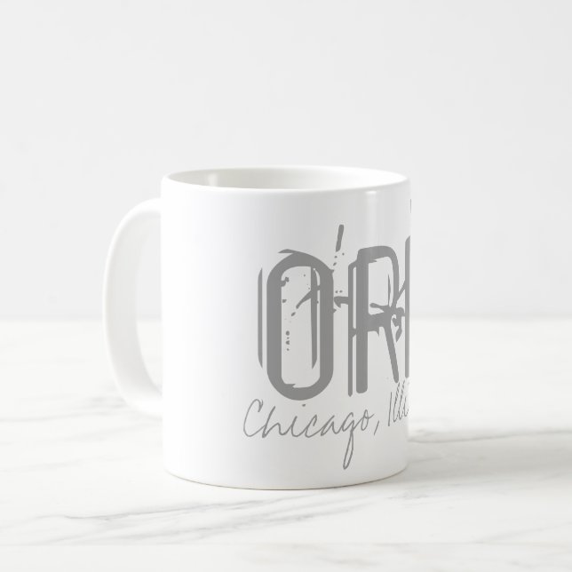 ORD Chicago Airport Typography Coffee Mug (Front Left)
