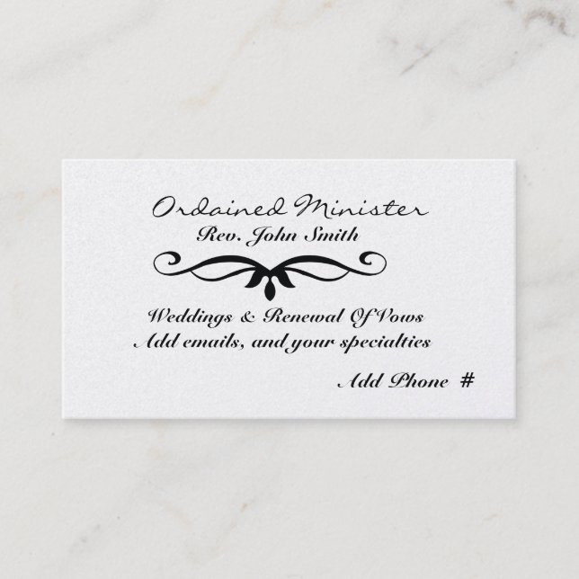 Ordained Minister's  Business Card (Front)