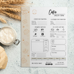 Order Form Bakery Small Business Wedding Cake 