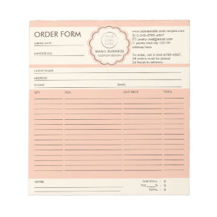 Order Form Custom Logo Notepad