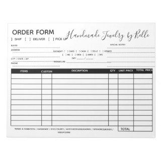 Order Form Notepad - Vendor