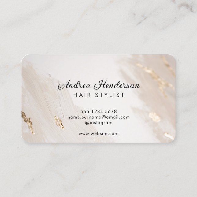 Order Hair Stylist Business Cards, Gold Beauty Card (Back)